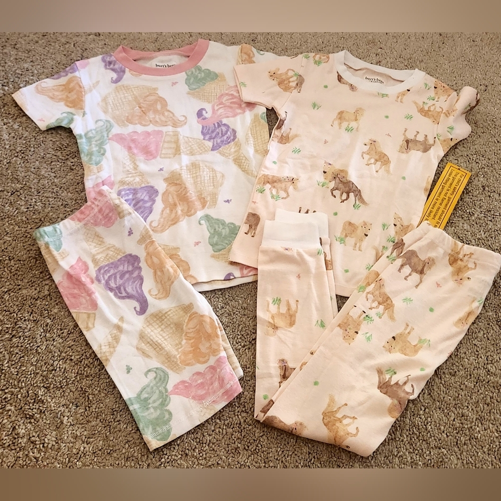 Burt's Bees Kids Pajama Set - Multicolor Ice Cream and Animal Print